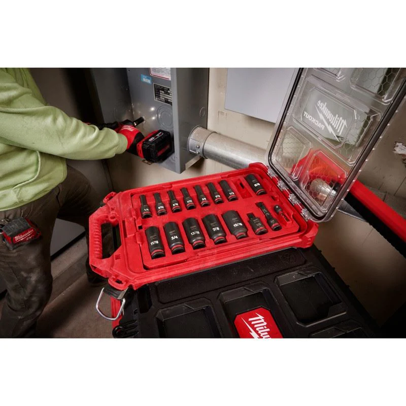 Milwaukee 49-66-6800 SHOCKWAVE Impact Duty Socket 3/8in Dr 17PC SAE PACKOUT Set - Image 4