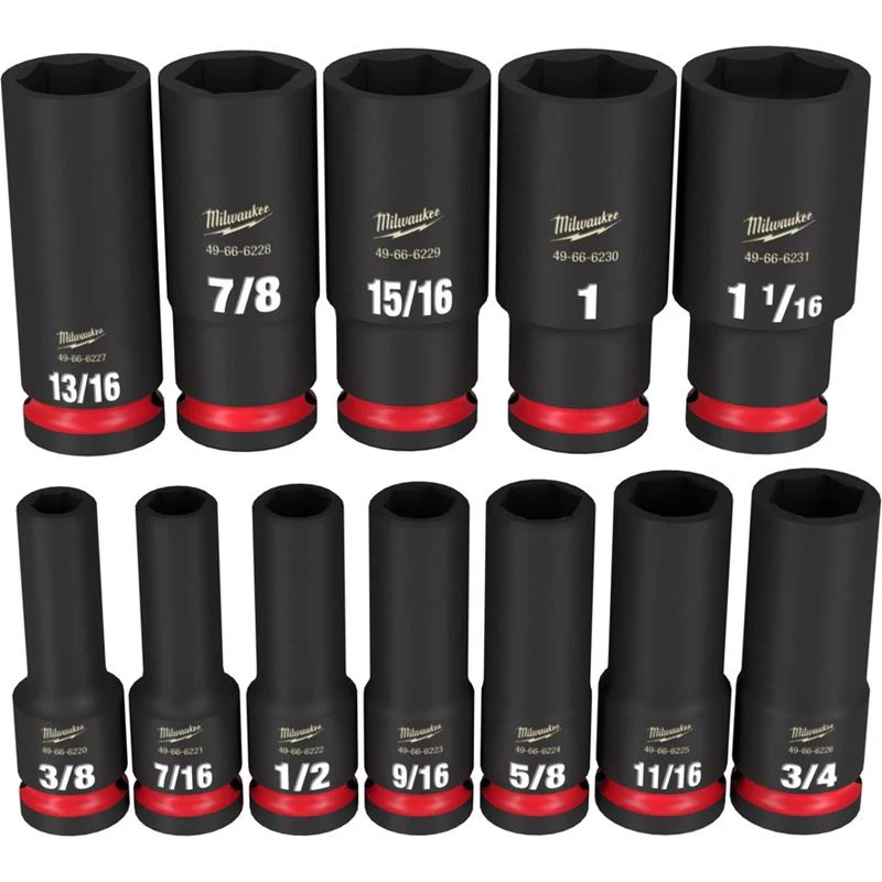 Milwaukee 49-66-7011 12PC SHOCKWAVE Impact Duty 1/2in Drive SAE Deep 6 Point Socket Set - Image 2