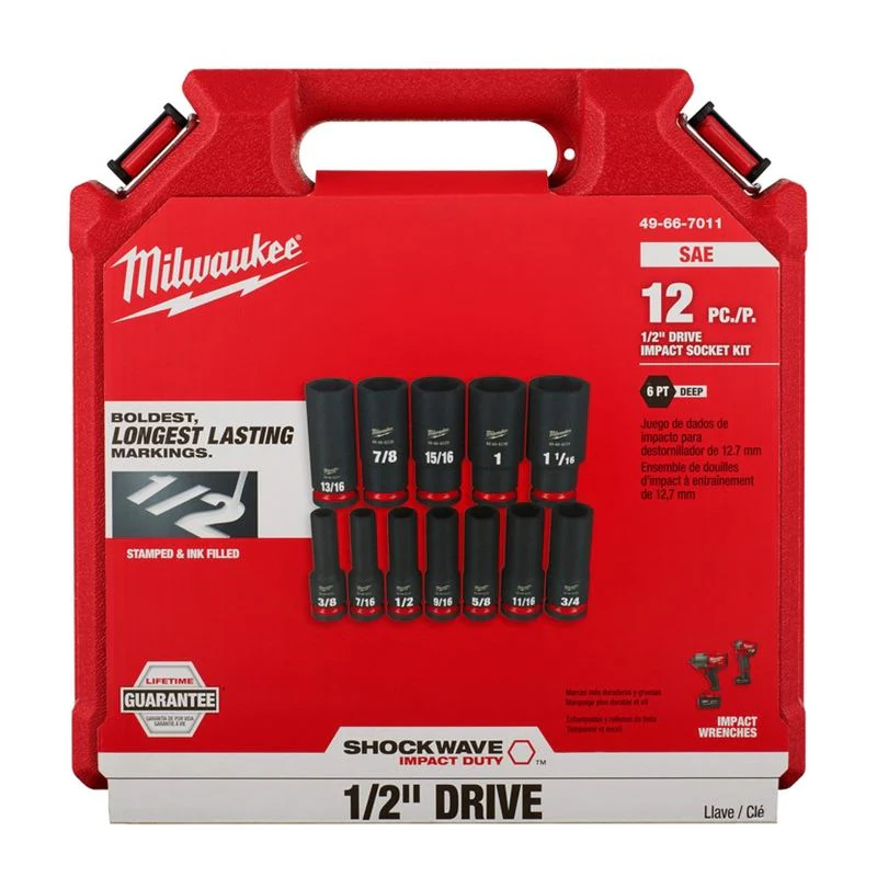 Milwaukee 49-66-7011 12PC SHOCKWAVE Impact Duty 1/2in Drive SAE Deep 6 Point Socket Set - Image 5