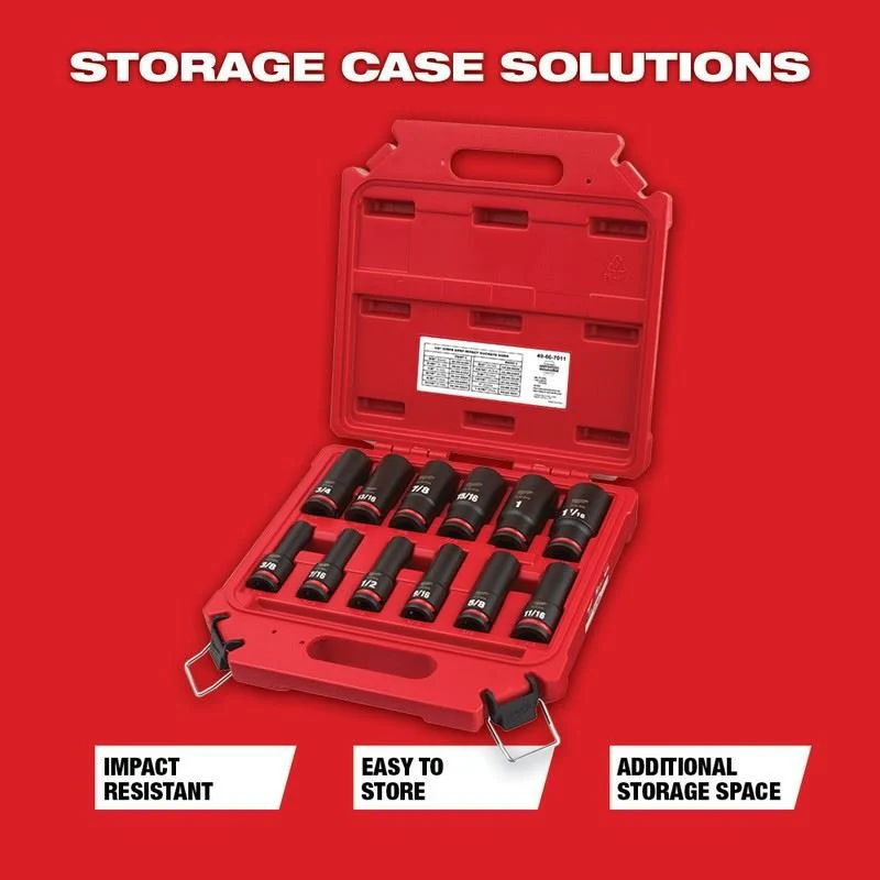 Milwaukee 49-66-7011 12PC SHOCKWAVE Impact Duty 1/2in Drive SAE Deep 6 Point Socket Set - Image 6