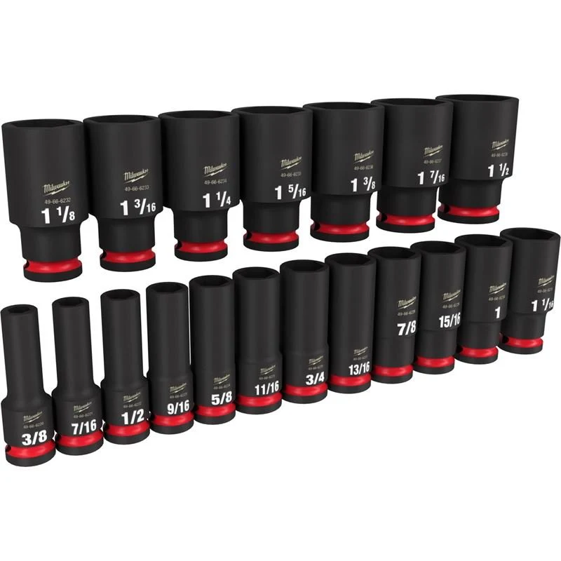 Milwaukee 49-66-7012 19PC SHOCKWAVE Impact Duty 1/2in Drive SAE Deep 6 Point Socket Set - Image 3