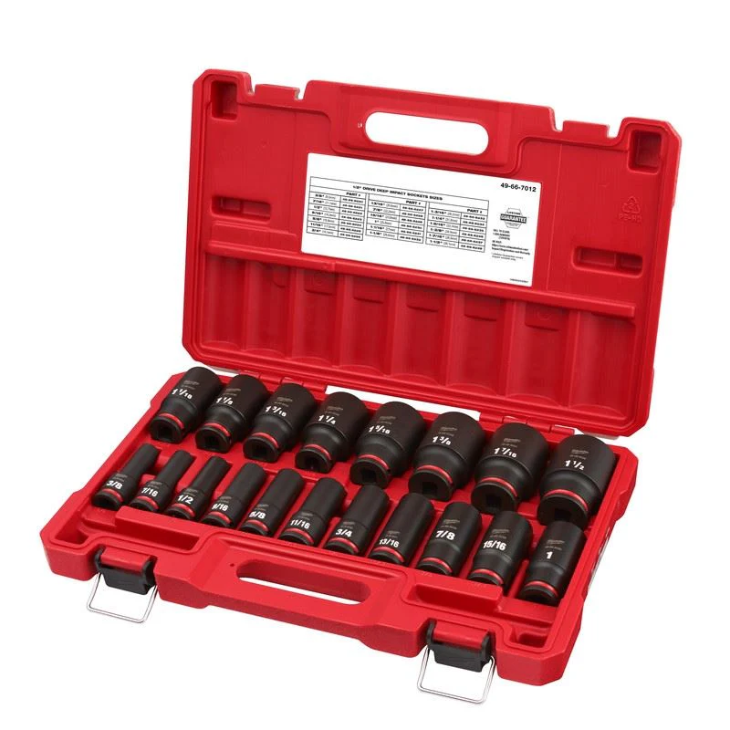 Milwaukee 49-66-7012 19PC SHOCKWAVE Impact Duty 1/2in Drive SAE Deep 6 Point Socket Set - Image 4