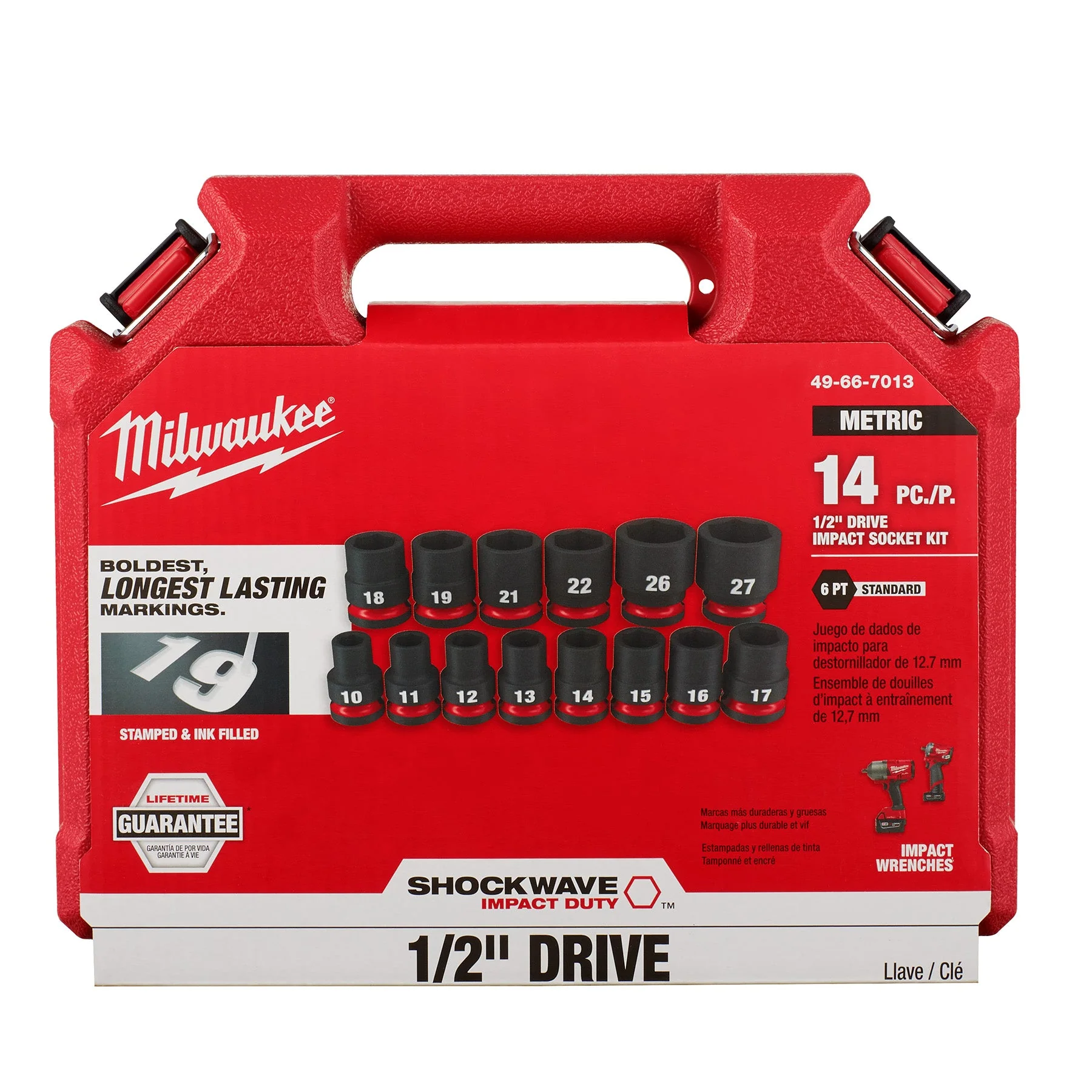 Milwaukee 49-66-7013 14PCSHOCKWAVE Impact Duty™ 1/2" Drive Metric Standard 6 Point Socket Set - Image 2