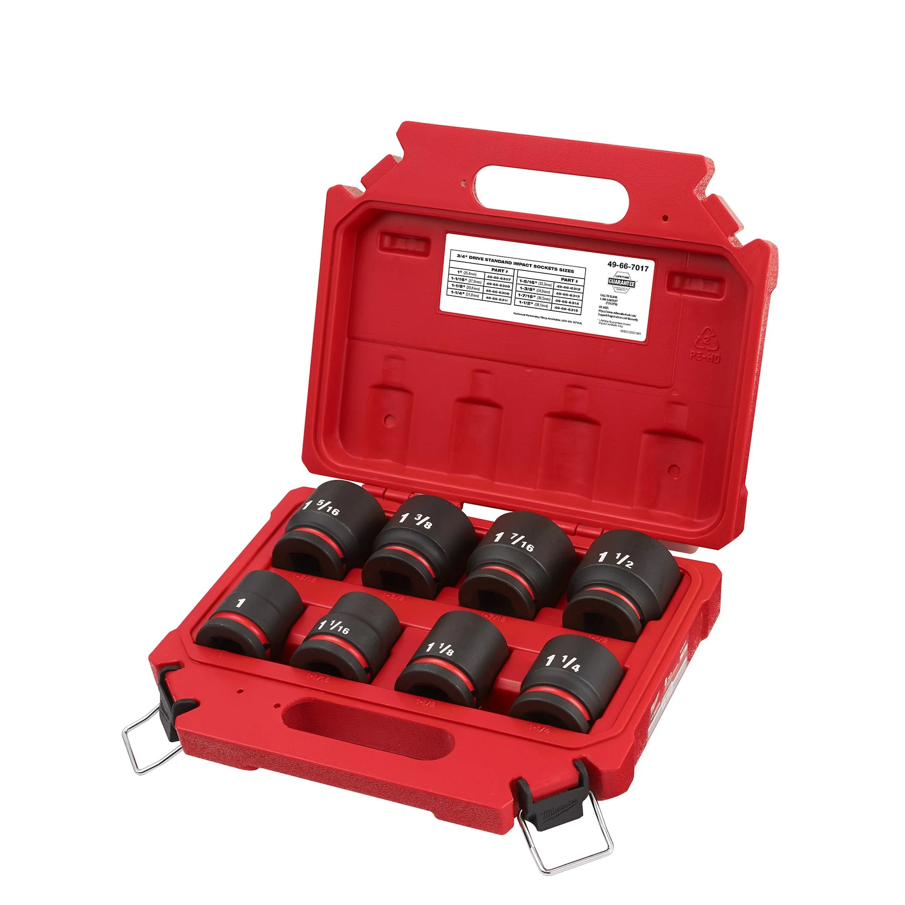 Milwaukee 49-66-7017 8PCSHOCKWAVE Impact Duty™ 3/4" Drive SAE Standard 6 Point Socket Set - Image 2