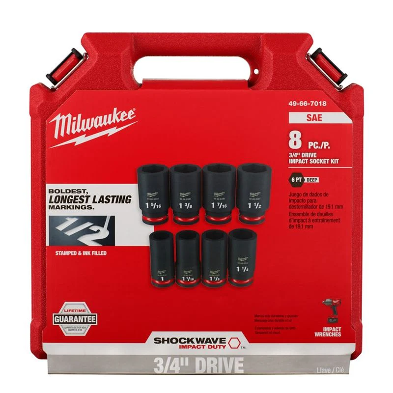 Milwaukee 49-66-7018 8PC SHOCKWAVE Impact Duty 3/4in Drive SAE Deep 6 Point Socket Set - Image 5
