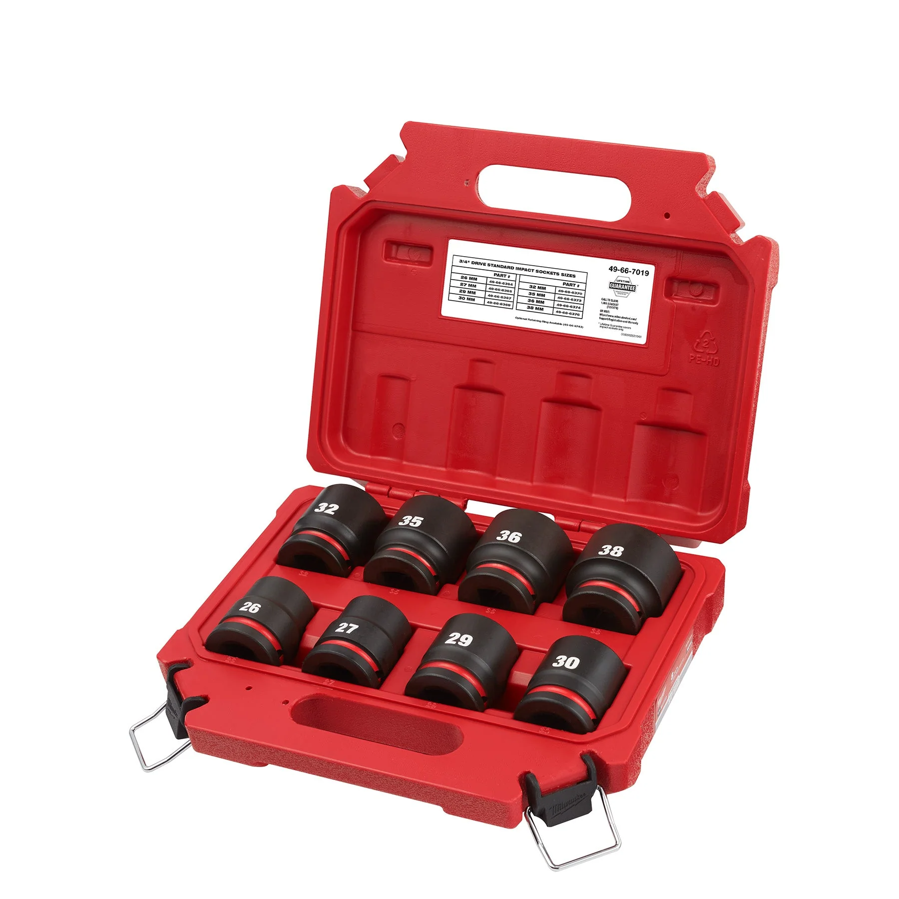 Milwaukee 49-66-7019 8 PC SHOCKWAVE Impact Duty™ 3/4" Drive Metric Standard 6 Point Socket Set - Image 2