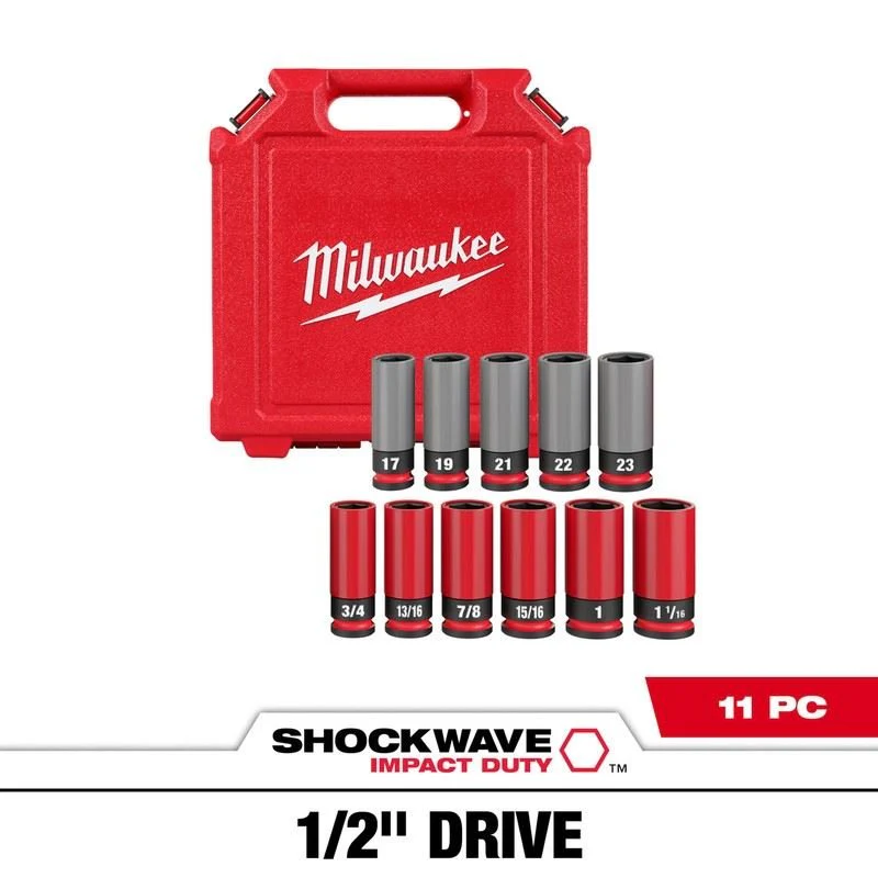 Milwaukee 49-66-7833 SHOCKWAVE Impact Duty 1/2 Drive SAE and Metric 11PC Lug Nut Wheel Socket Set - Image 12