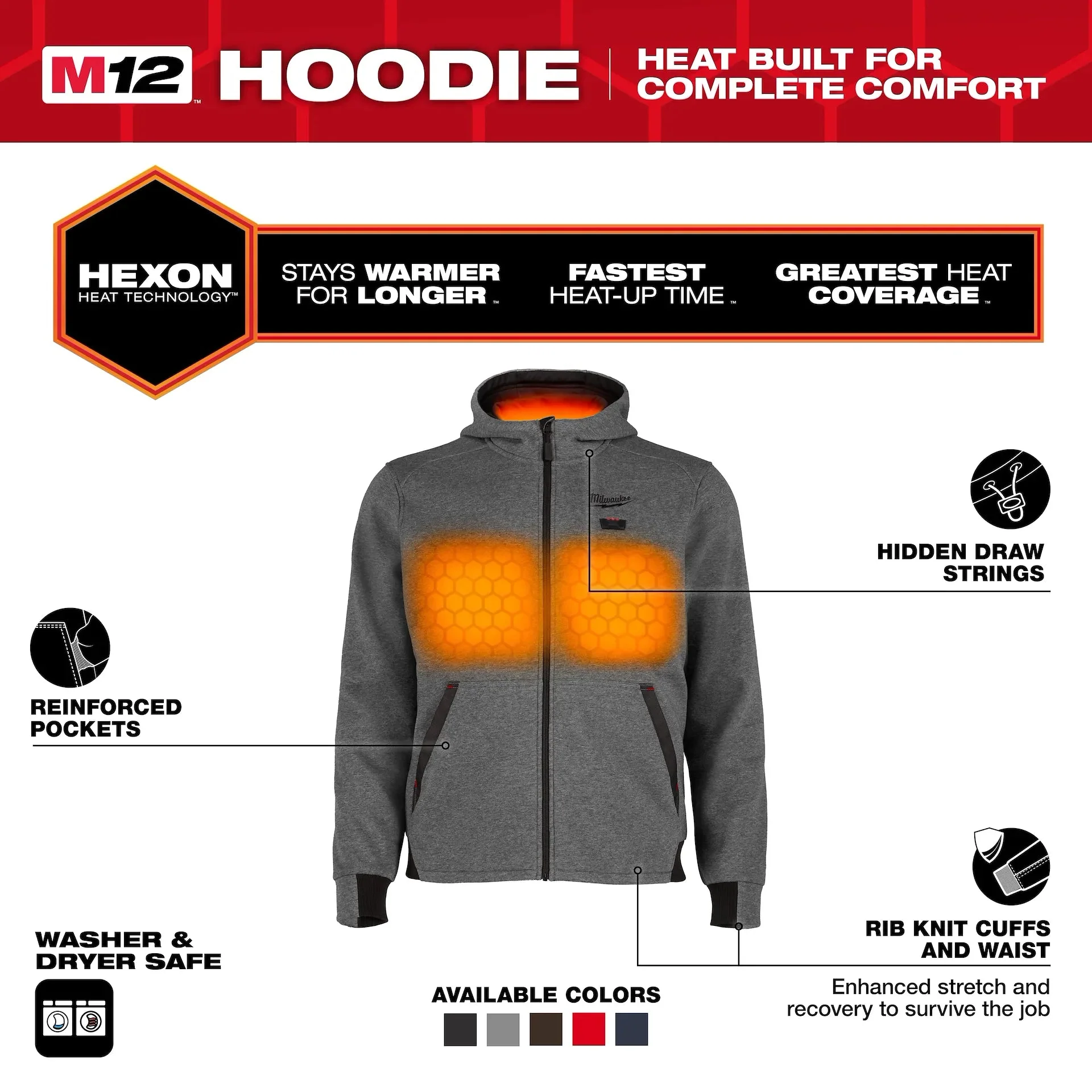 Milwaukee M12 Heated Hoodie - Grey MED - Image 4