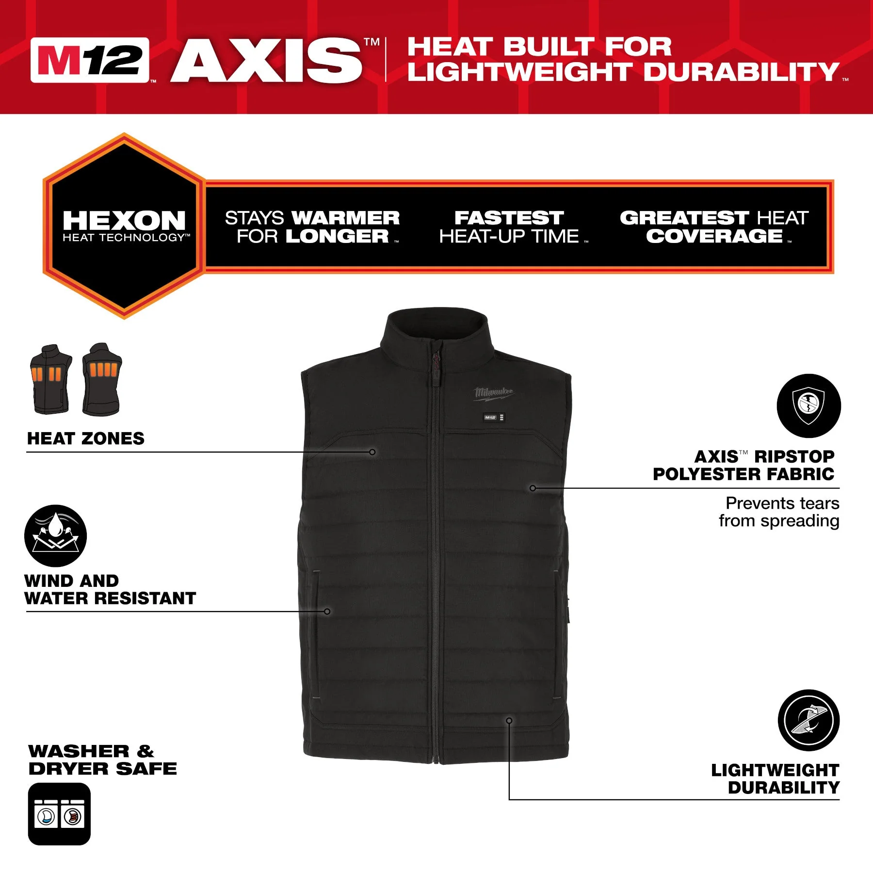 Milwaukee M300-21 M12™ Heated AXIS™ Vest - Image 17