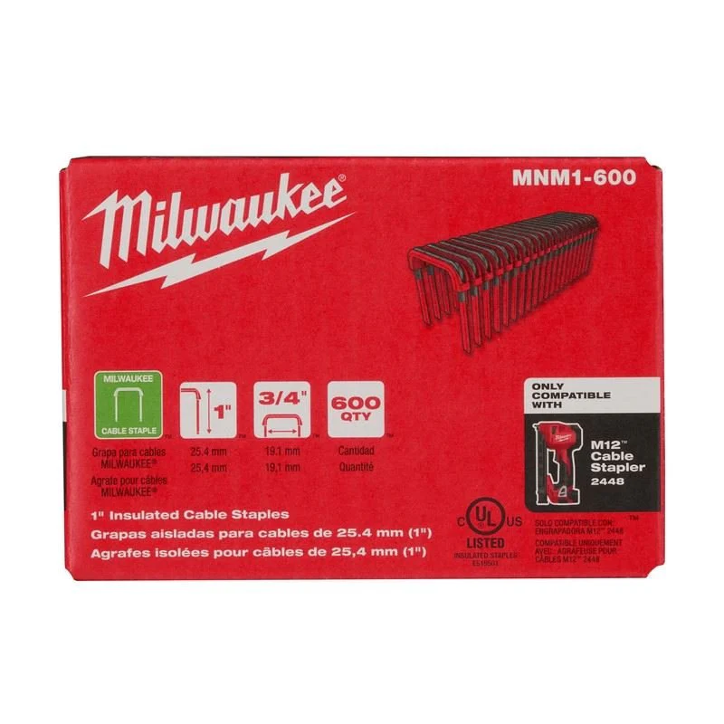 Milwaukee MNM1-600 1in Insulated Cable Staples (600pcs) - Image 8