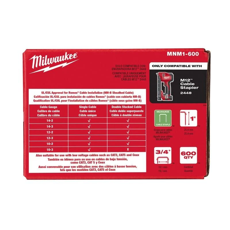Milwaukee MNM1-600 1in Insulated Cable Staples (600pcs) - Image 9