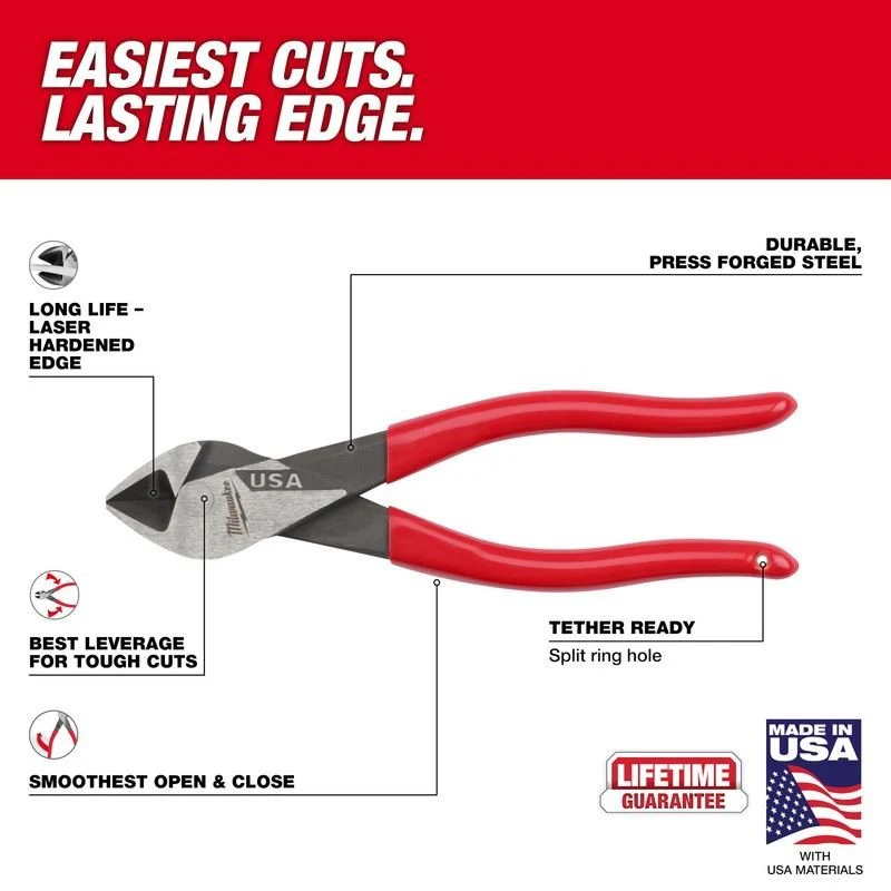 Milwaukee MT507 7in Diagonal Dipped Grip Cutting Pliers (USA) - Image 2