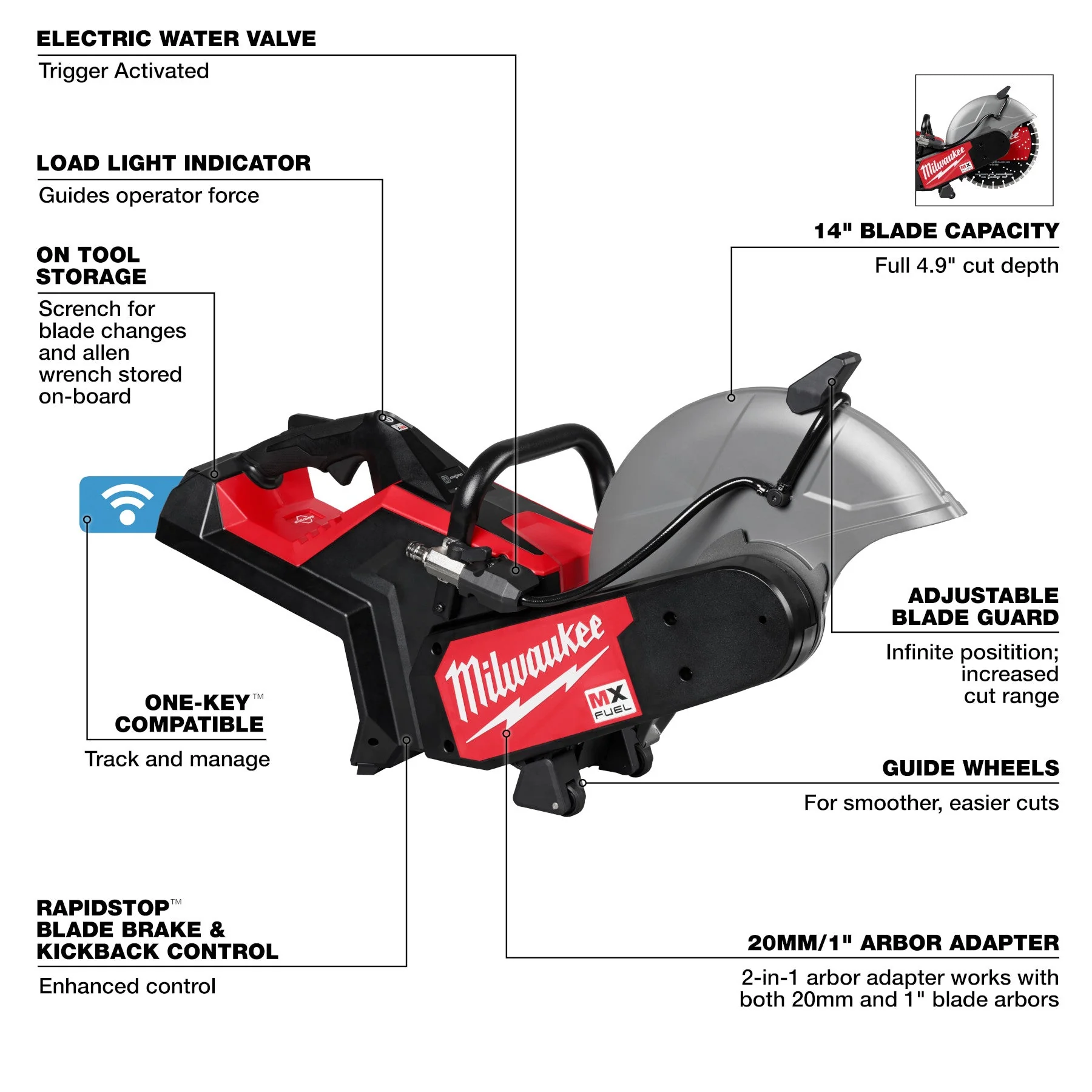Milwaukee MXF315-0 MX FUEL™ 14" Cut-Off Saw w/ RAPIDSTOP™ (Tool Only) - Image 3