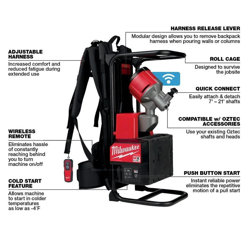 Milwaukee MXF371-2XC MX FUEL Backpack Concrete Vibrator Kit - Image 8