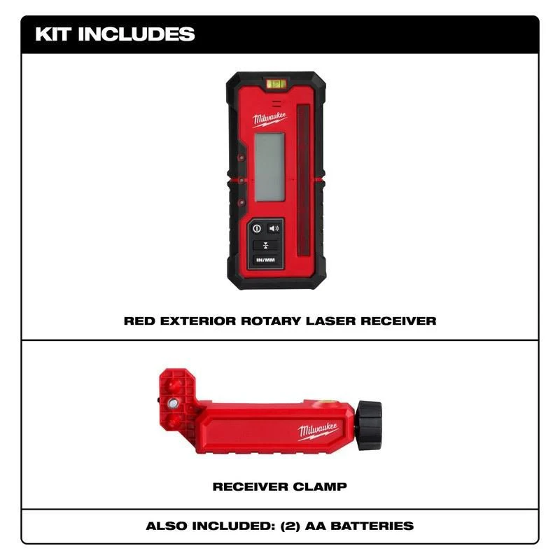 Milwaukee Red Exterior Rotary Laser Receiver - Image 2