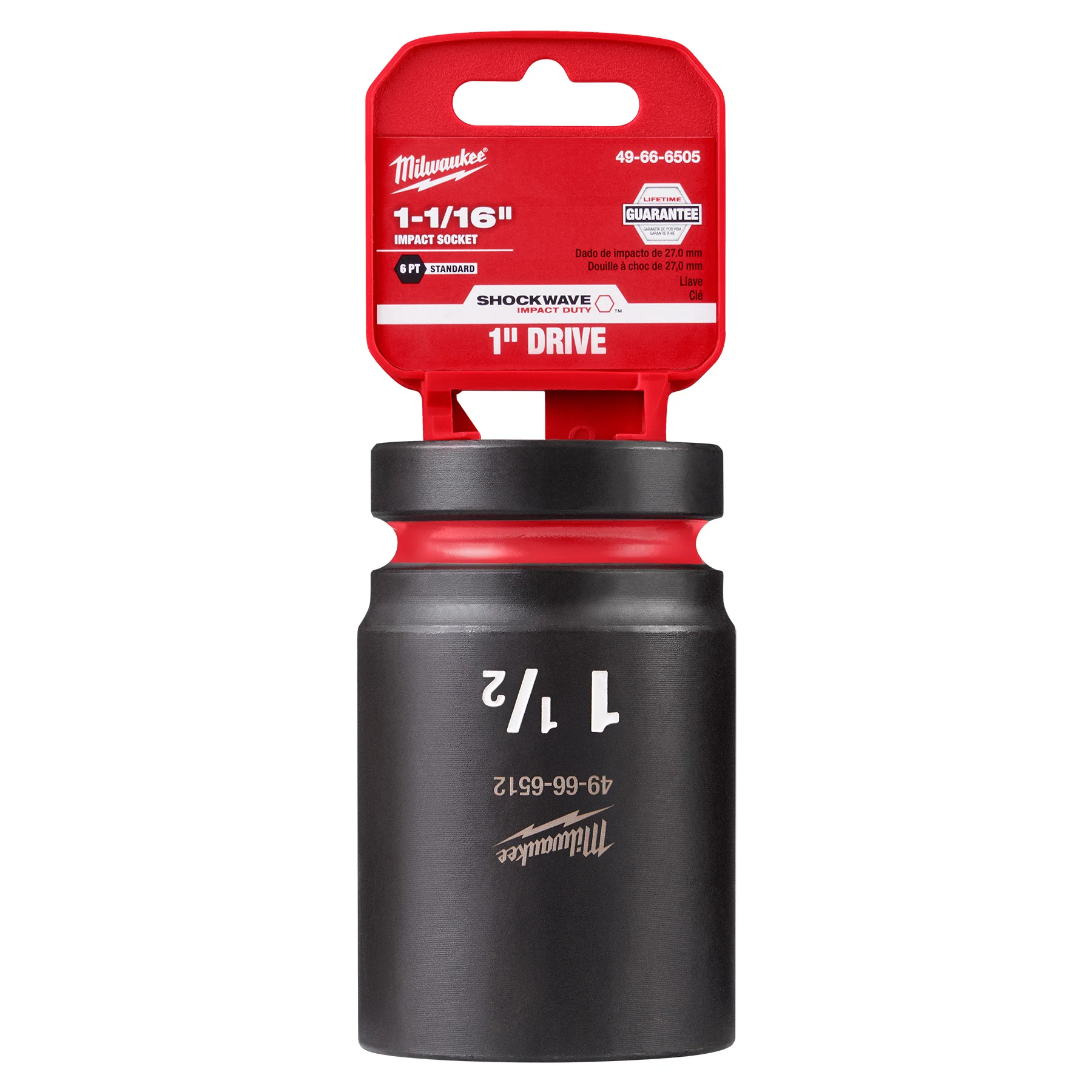 Milwaukee SHOCKWAVE™ Impact Duty 1" Drive 1-1/16" Deep 6 Point Socket 49-66-6505 - Image 3