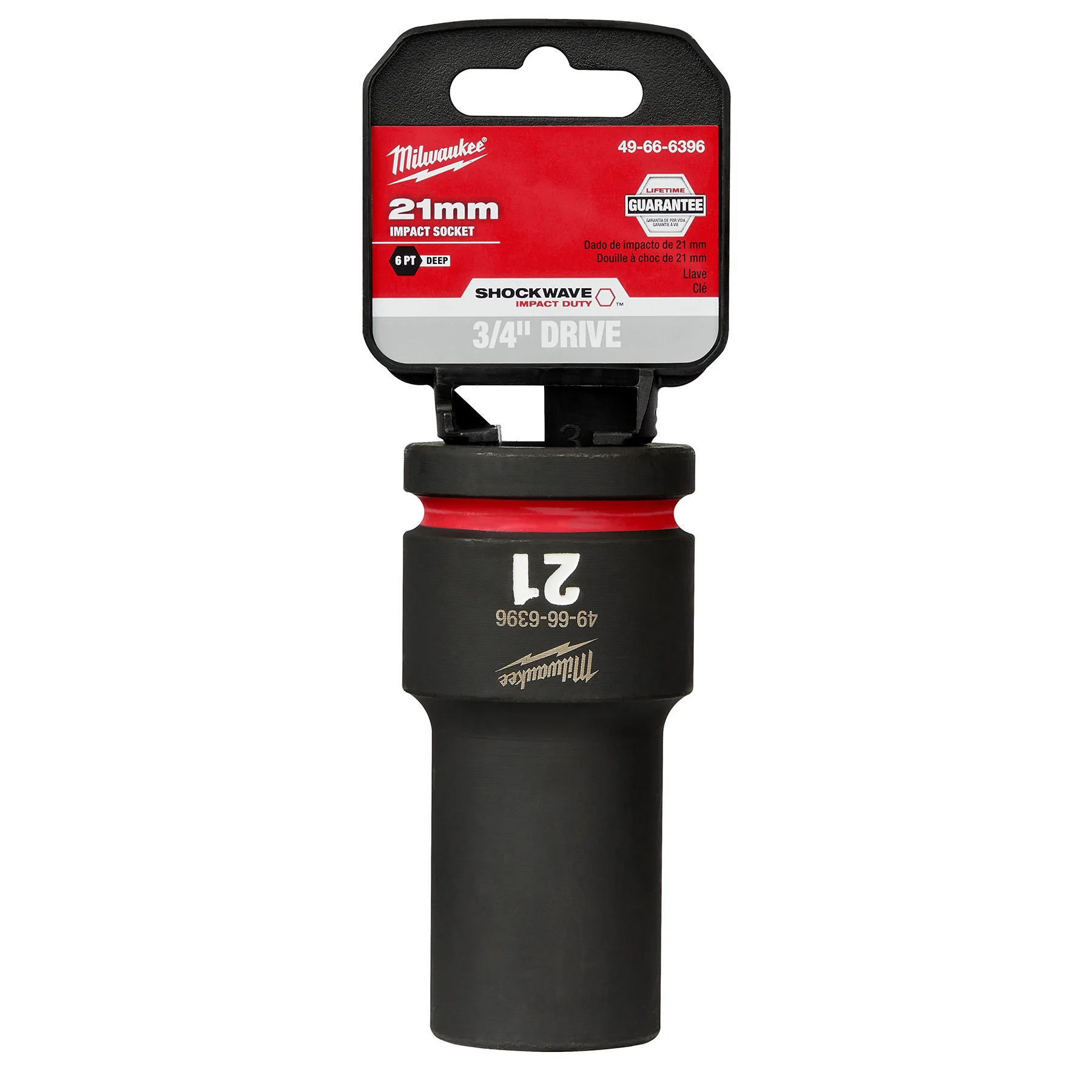 Milwaukee SHOCKWAVE™ Impact Duty 3/4" Drive 21MM Deep 6 Point Socket 49-66-6396 - Image 2