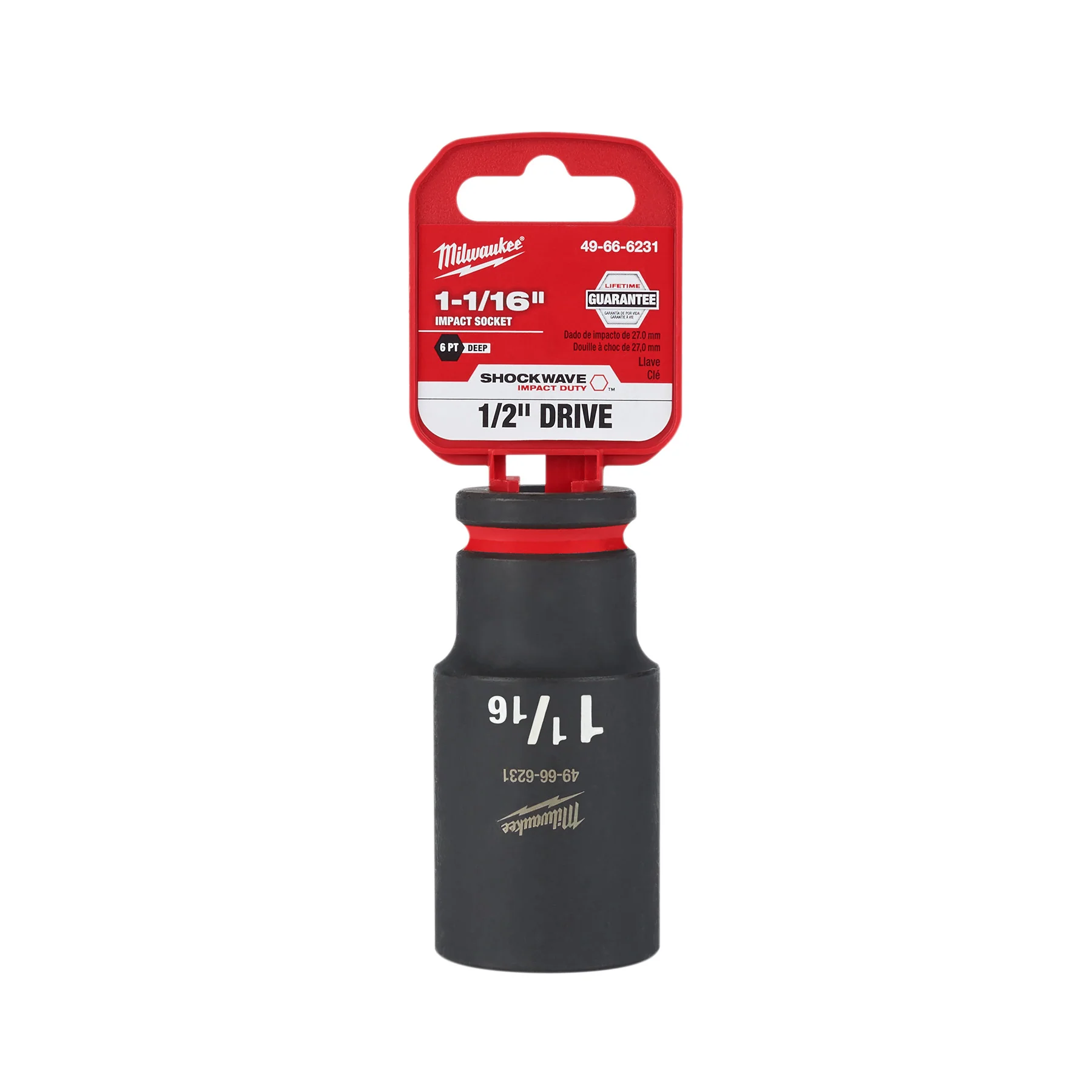 Milwaukee 1/2" Drive 1-1/16" 6 Point Socket SHOCKWAVE Impact Duty™ 49-66-6231 - Image 2
