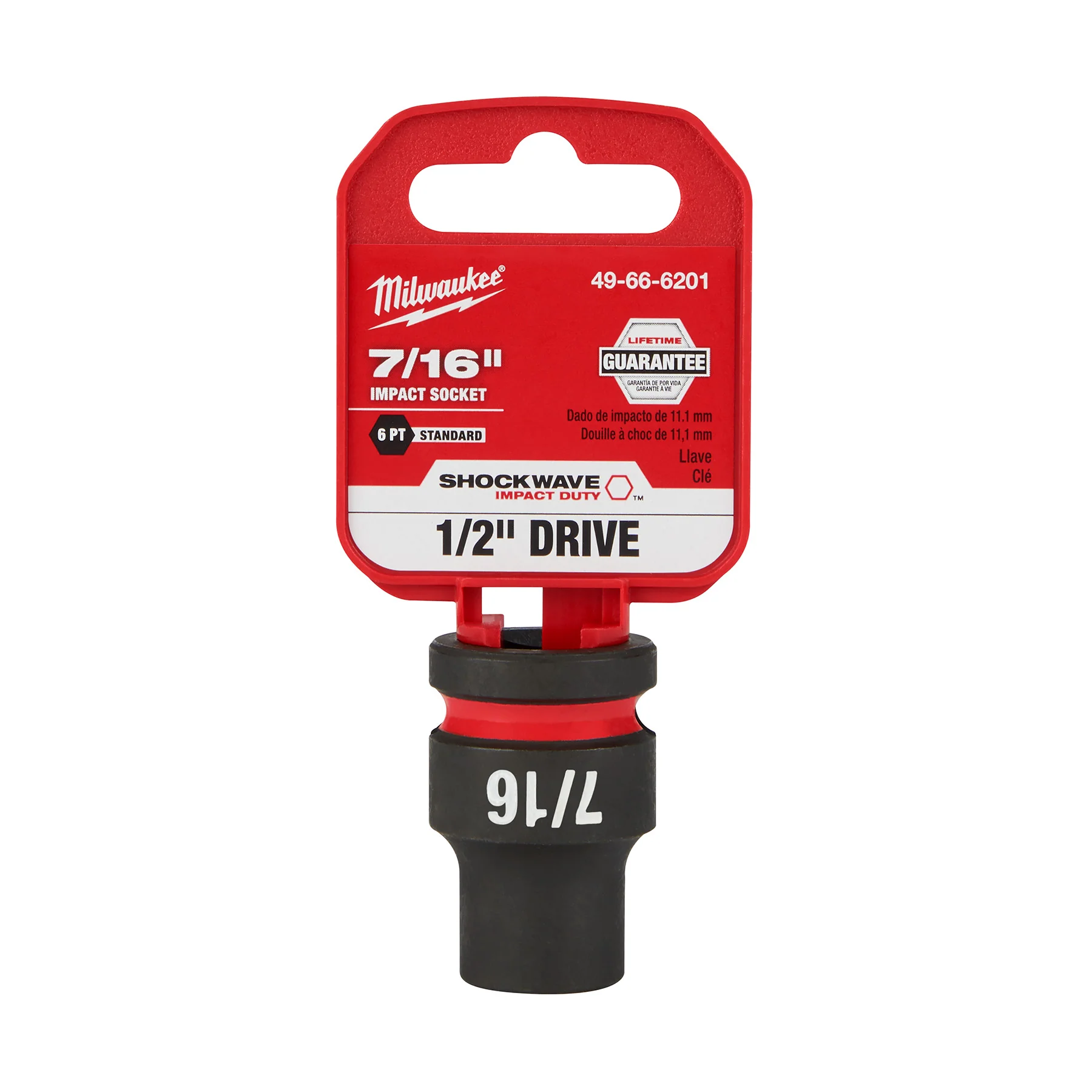 Milwaukee SHOCKWAVE Impact Duty™ 1/2" Drive 7/16" 6 Point Sockets 49-66-6201 - Image 2