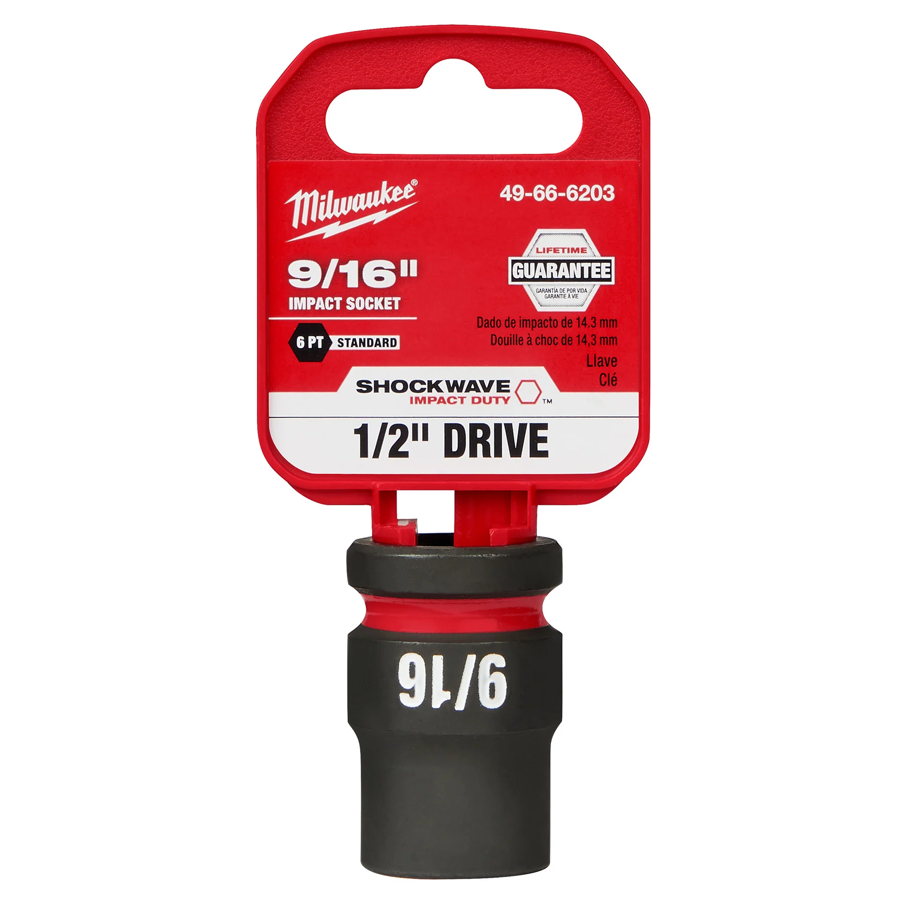 Milwaukee SHOCKWAVE Impact Duty™ 1/2" Drive 9/16" 6 Point Sockets 49-66-6203 - Image 2