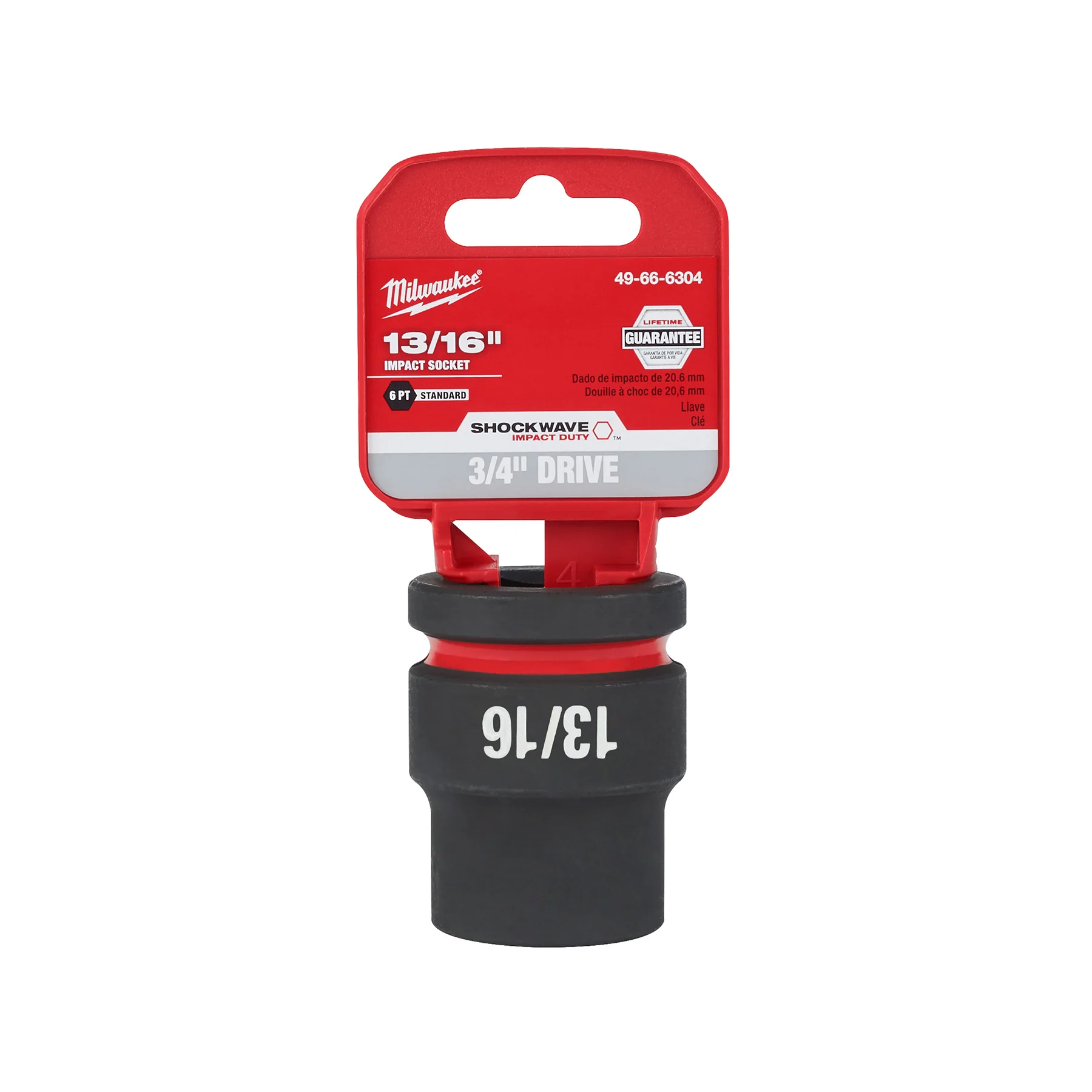 Milwaukee 3/4" Drive 13/16" Shallow 6 Point Socket SHOCKWAVE Impact Duty™ 49-66-6304 - Image 2