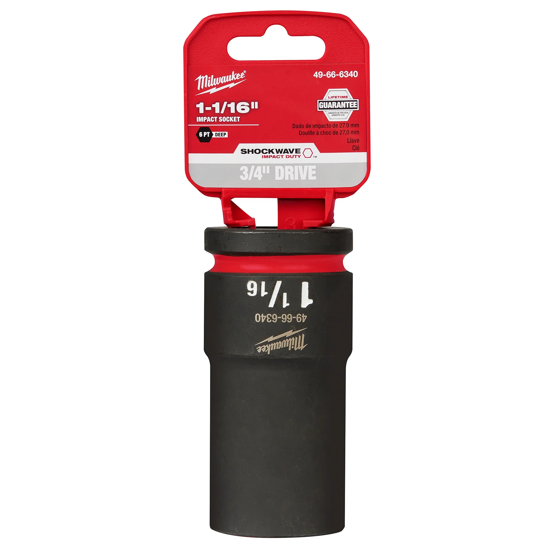 Milwaukee 3/4"Drive 1-1/16" Deep 6 Point Socket SHOCKWAVE Impact Duty™ 49-66-6340 - Image 2