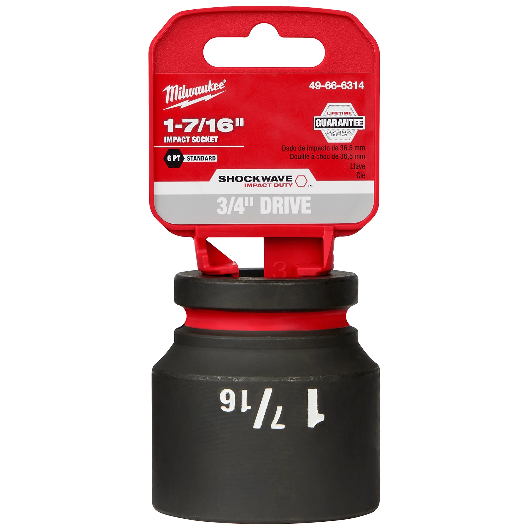 Milwaukee 3/4"Drive 1-7/16" Standard 6 Point Socket SHOCKWAVE Impact Duty™ 49-66-6314 - Image 2