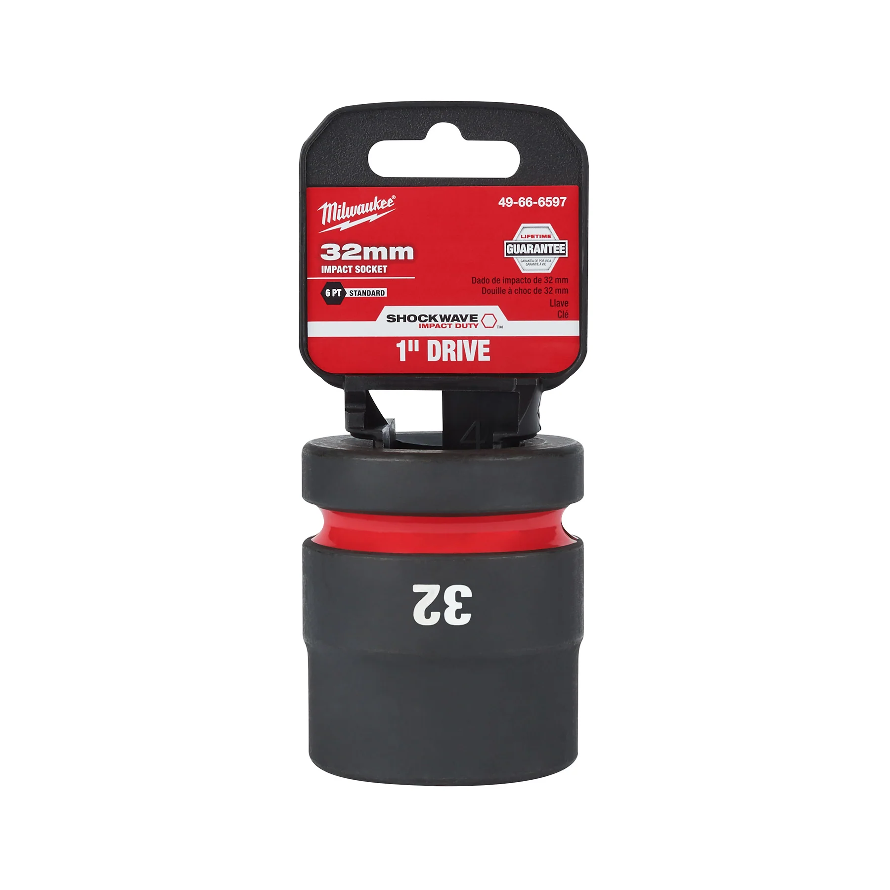 Milwaukee SHOCKWAVE Impact Duty 1″ Drive 32MM Standard 6-Point Socket 49-66-6597 - Image 2