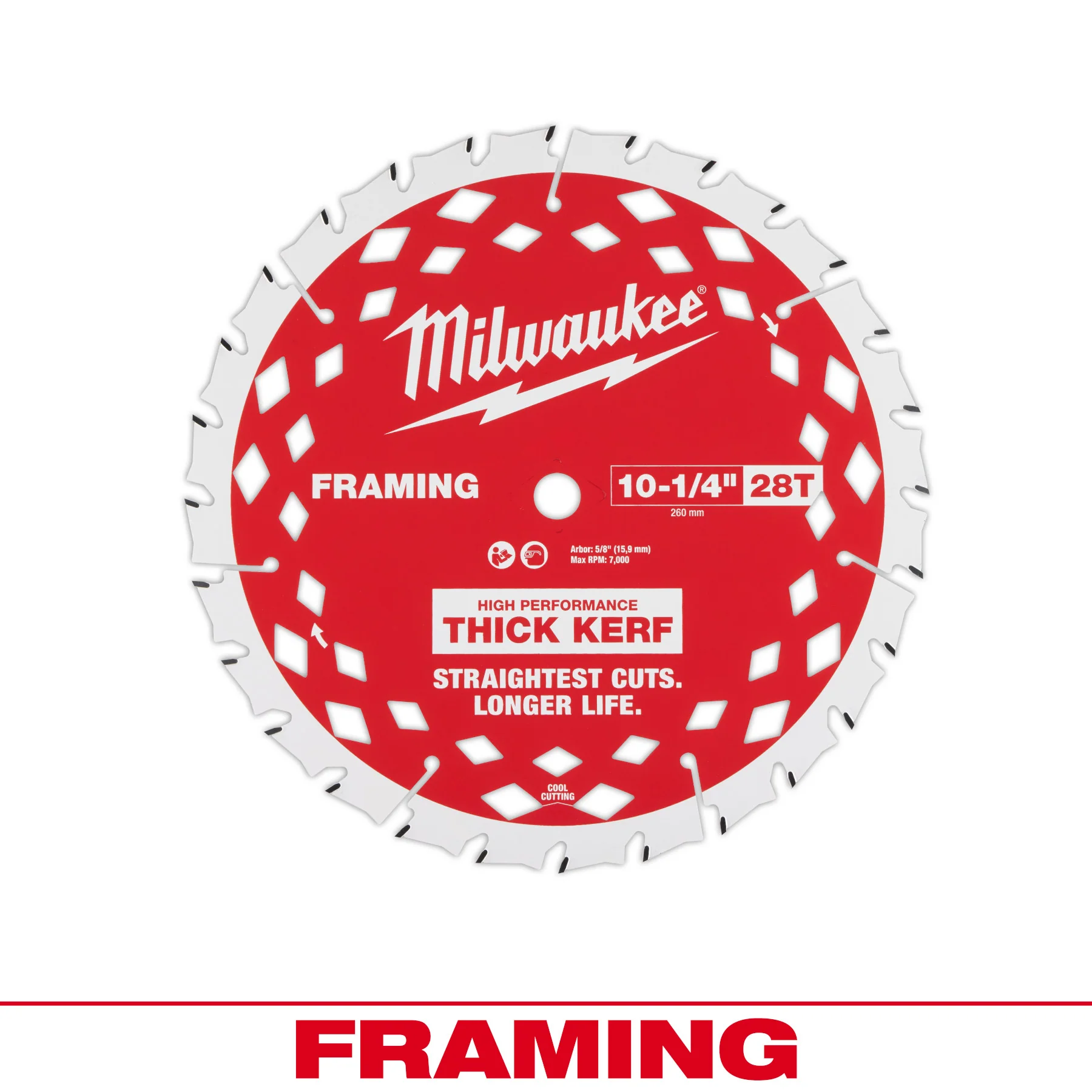 Milwaukee 10-1/4” 28T Thick Kerf Framing Circular Saw Blade - Image 2