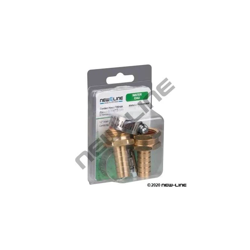 NEW-LINE 1/2" BRASS GARDEN HOSE THREAD STEM COMBO W/ CLAMP