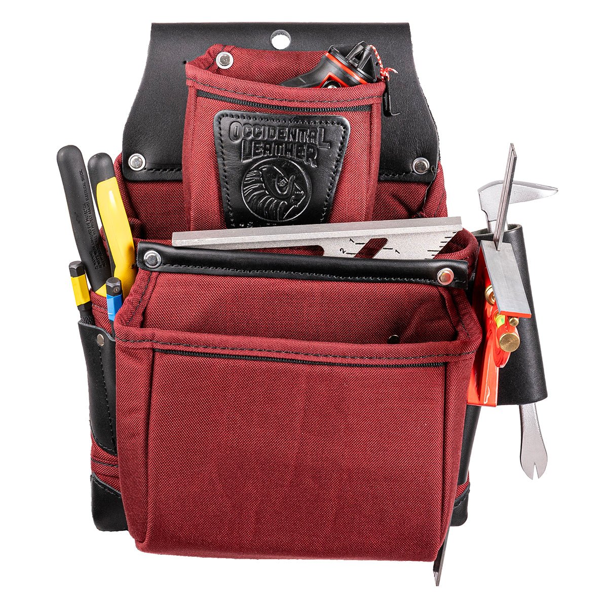 OCCIDENTAL LEATHER R8060 OxyLights 3 Pouch Fastener Bag – Red and Black - Image 2