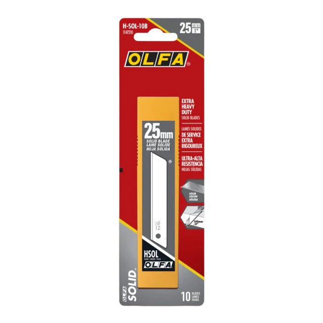 OLFA 1147210 25mm H-SOL-10B Solid Blades, 10pk