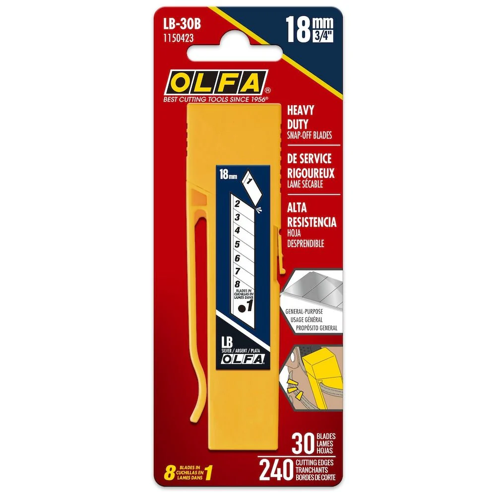 OLFA 1150423 18mm LB Silver Snap Blade - 30 Pack