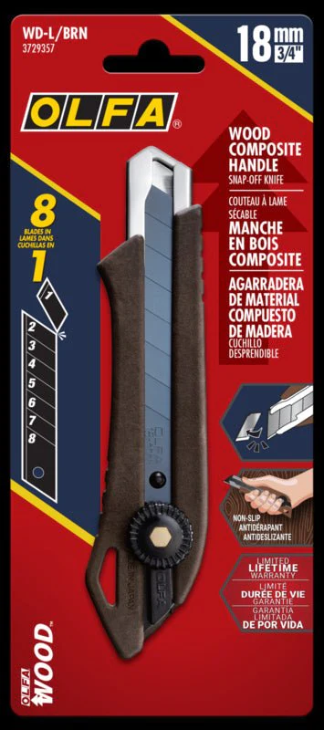 OLFA 18mm WD-L Wood Composite Ratchet Lock Utility Knife - Image 6