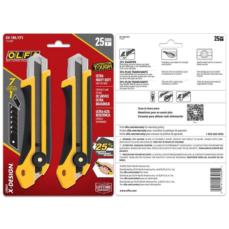OLFA XH-1 25mm Fiberglass-Reinforced Ratchet-Lock Utility Knife - 2 Pack - Image 2