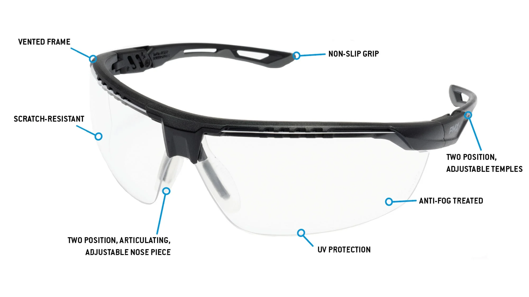 PYRAMEX TruFlex Half Frame Clear Lens Safety Glasses With H2X Anti-fog - Image 2