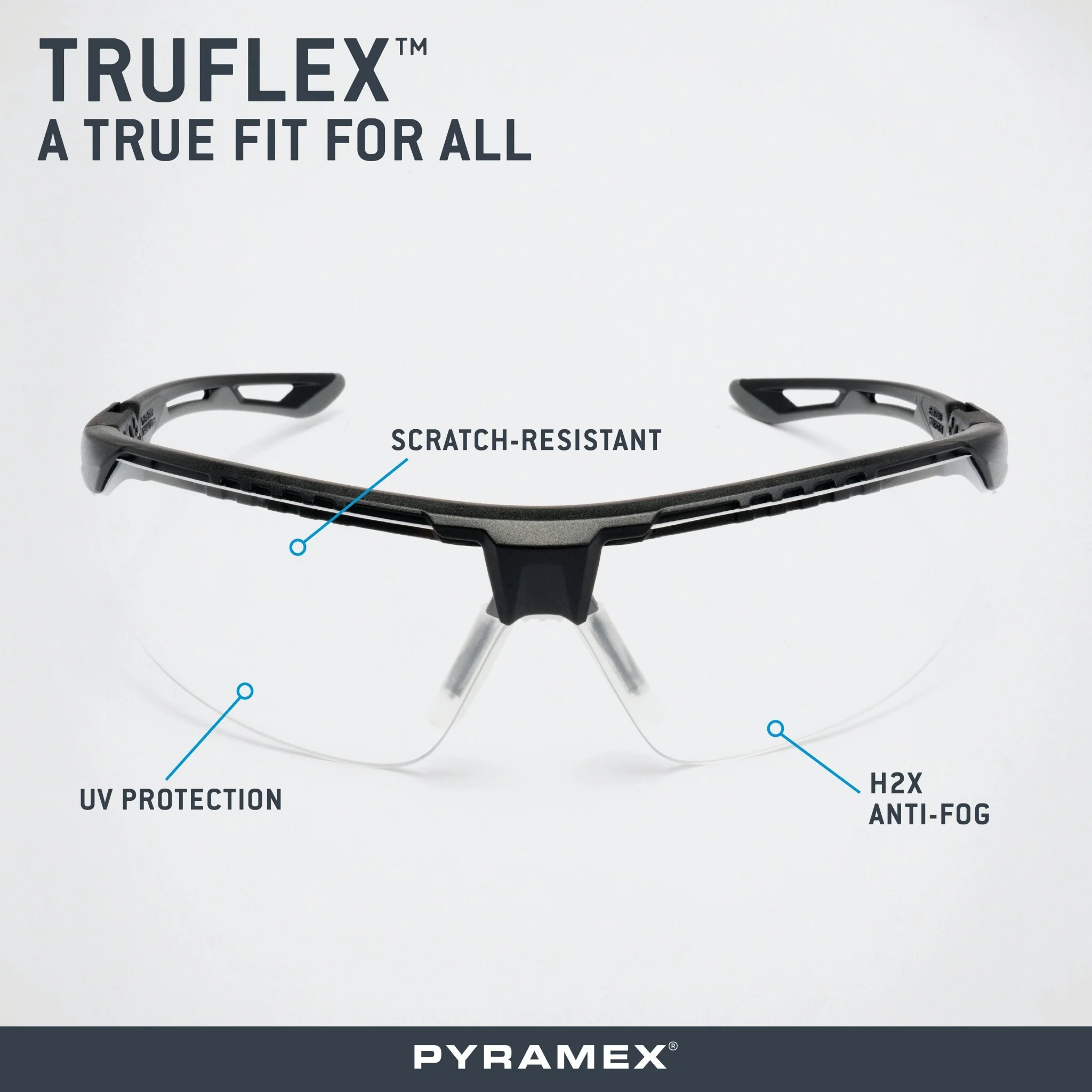PYRAMEX TruFlex Half Frame Clear Lens Safety Glasses With H2X Anti-fog - Image 8