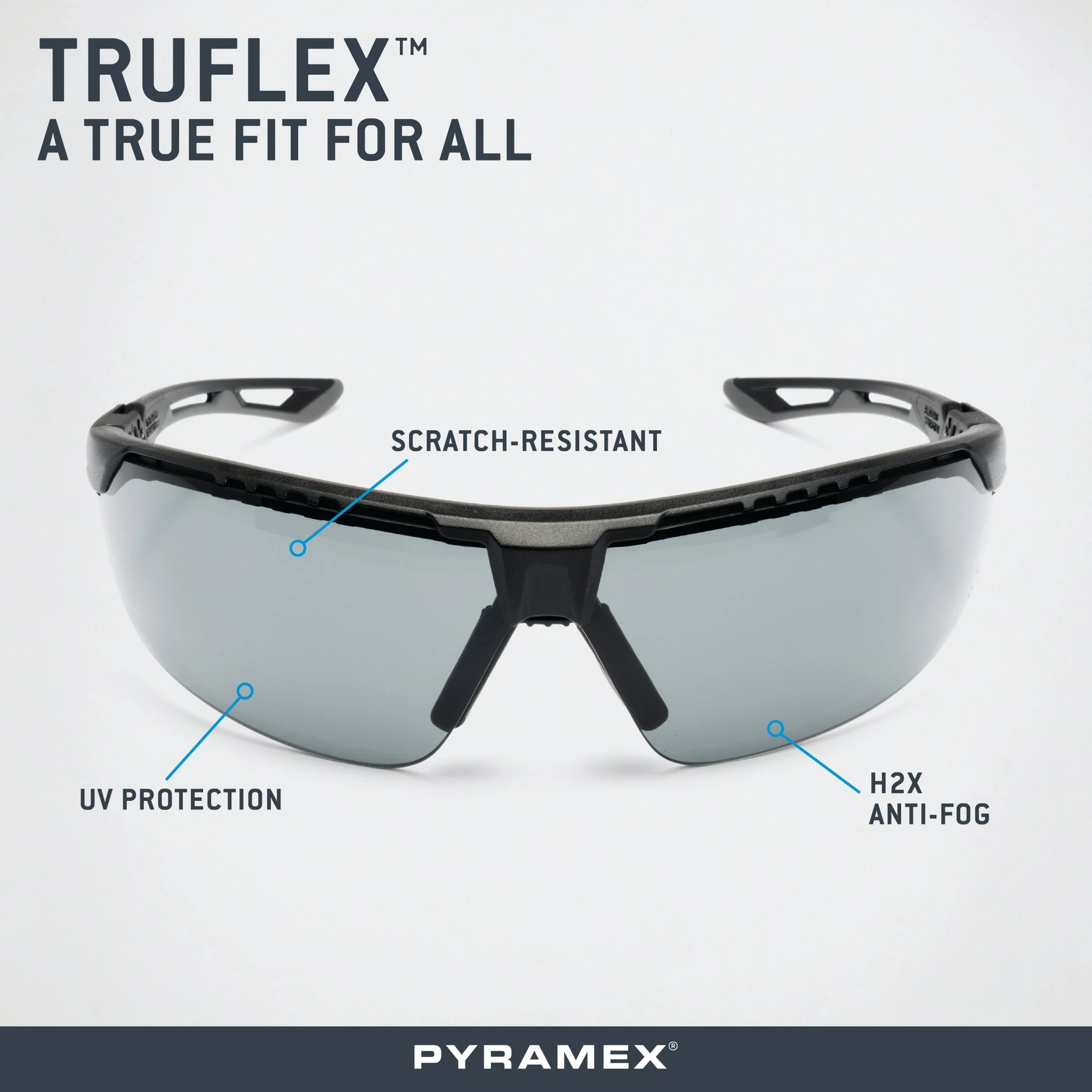 PYRAMEX TruFlex Half Frame Grey Lens Safety Glasses With H2X Anti-fog - Image 4