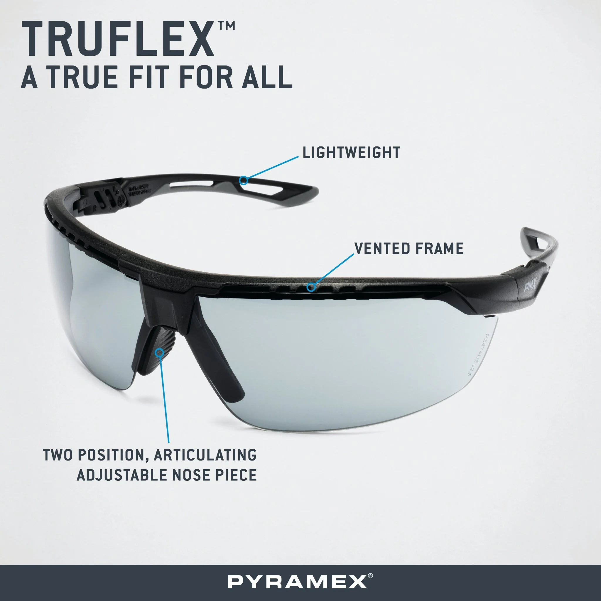 PYRAMEX TruFlex Half Frame Grey Lens Safety Glasses With H2X Anti-fog - Image 8
