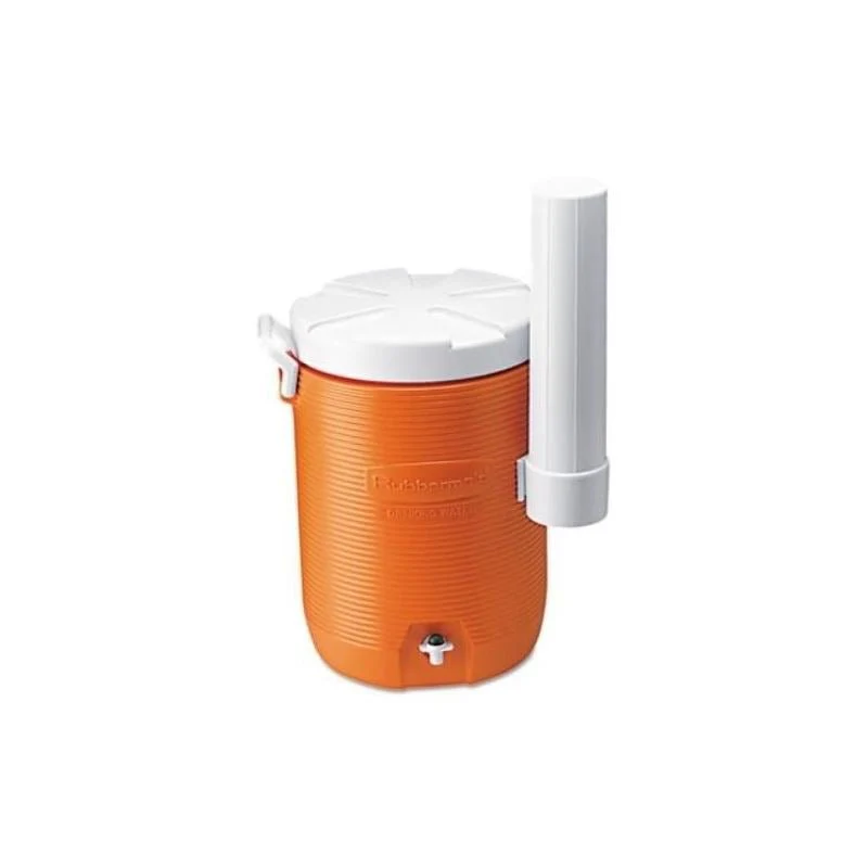 Rubbermaid 5Gal Orange Cooler W/Cup Dispenser