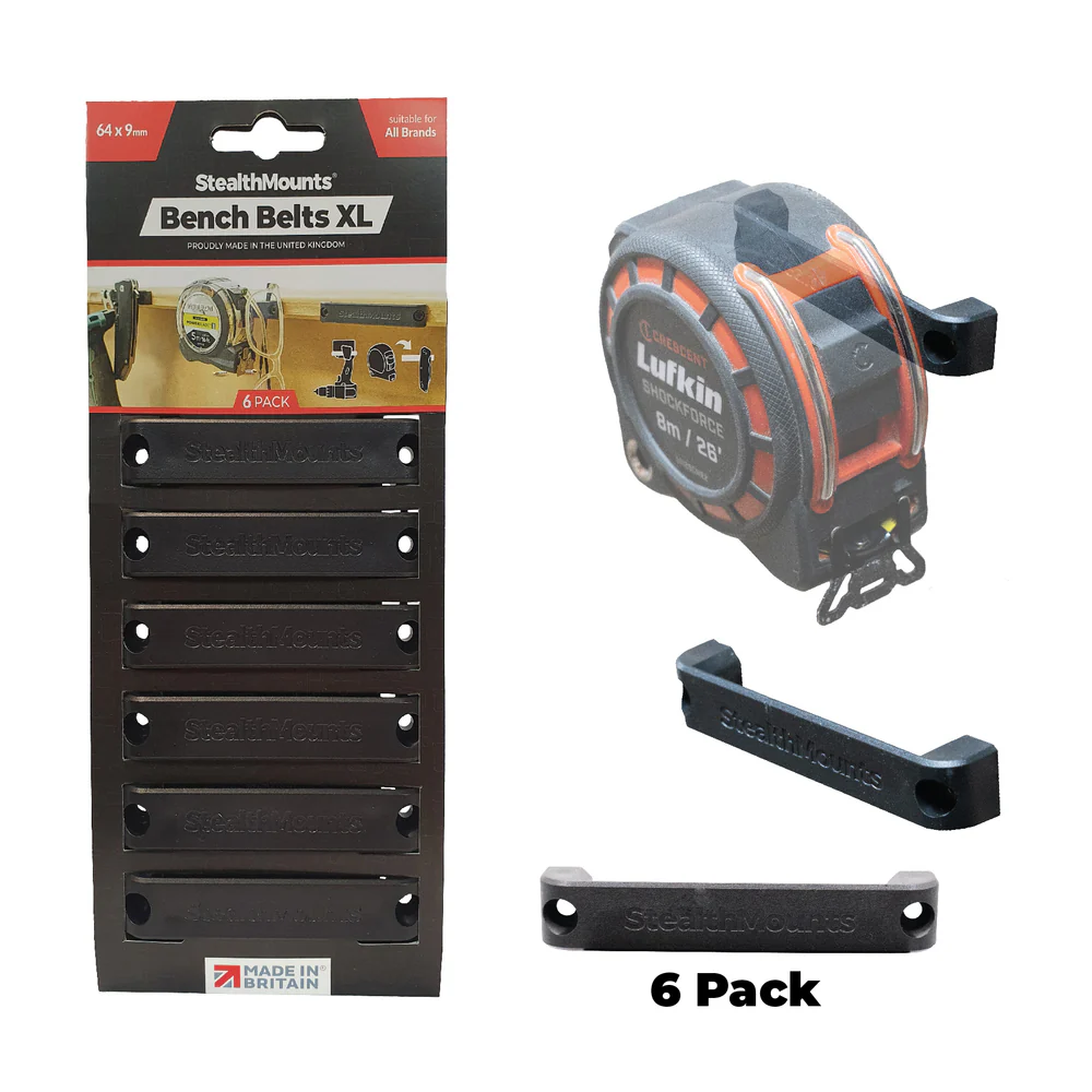 StealthMount BB-XL-BLK-6 Bench Belts Universal Tool Holster XL (6 Pack) Black