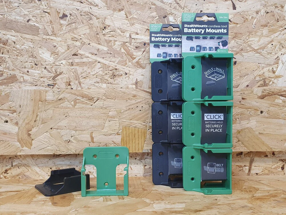 StealthMount BM-MHH18-GRN-6 Battery Mounts for Metabo HPT (6 Pack) Green - Image 3