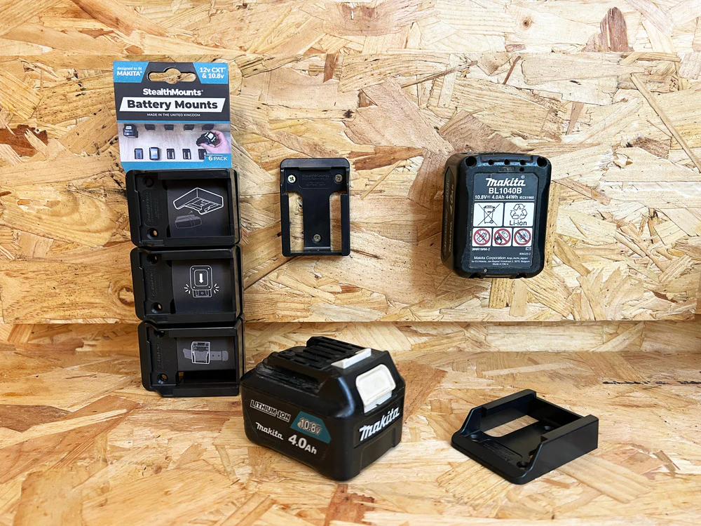 StealthMount BM-MK12-BLK-6 Battery Mounts for Makita 10.8v / 12v CXT (6 Pack) Black - Image 3