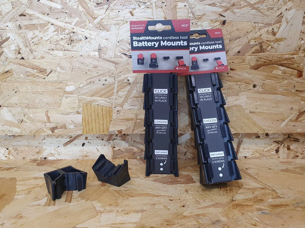 StealthMount BM-MW12-BLK-6 Battery Mounts for Milwaukee M12 (6 Pack) Black - Image 4