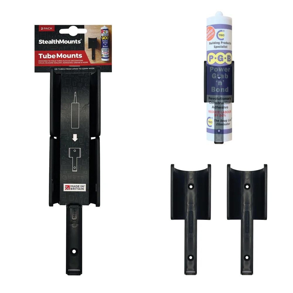 StealthMounts OM-TBE-V2-BLK-2 Tube Holders (2 Pack) Black
