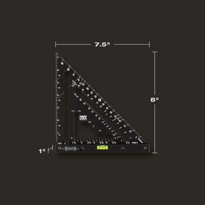 STILETTO STSQ7-L 7in Carpenter Square with Level - Image 13