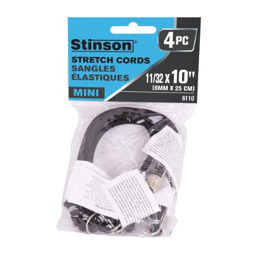 Stinson Cargo 406110 4PK Tie Down Bungee Stretch Cord Mini 10in Black - Image 2