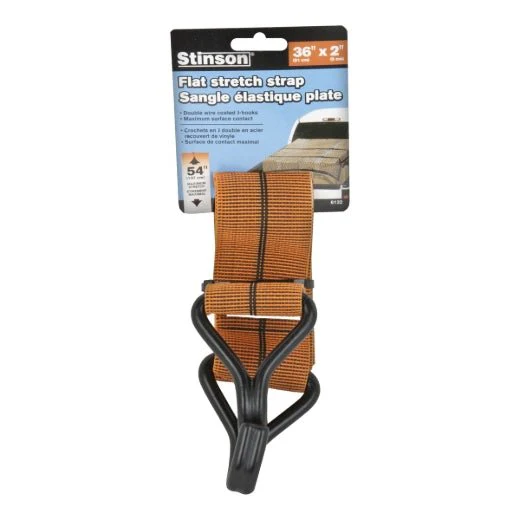 Stinson Cargo 406132 Tie Down Flat Stretch Strap with J-Hooks 2in x 36in Orange - Image 2