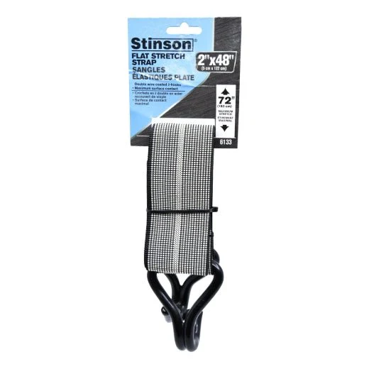 Stinson Cargo 406133 Tie Down Flat Stretch Strap with J-Hooks 2in x 48in Black - Image 3