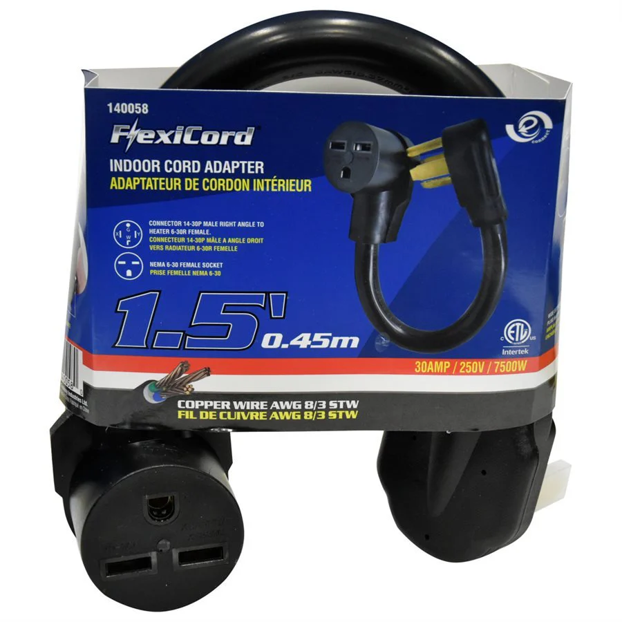 Toolway 140058 Indoor Cord Adp. Dryer 14-30P Male Right Angle to Heater 6-30R Female - Image 2